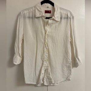 White linen half‎ sleeve button down XL